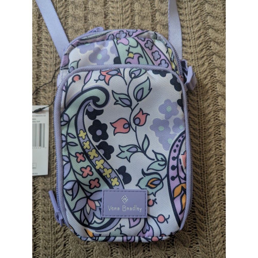 Vera Bradley Lighten Up RFID Petite Cellphone Crossbody Maddalena Paisley Soft